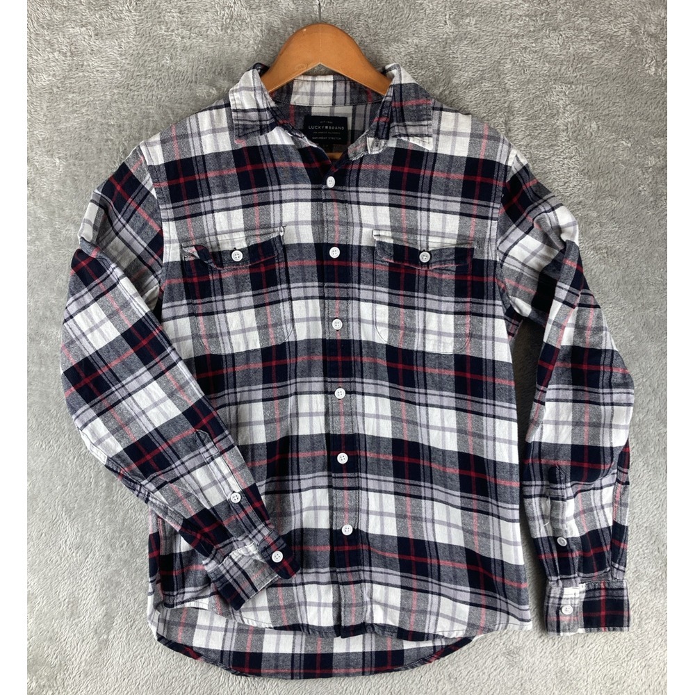 Lucky Brand Saturday Stretch Mens Small Long Sleeve Button Front Flannel Shirt